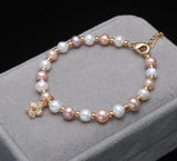 Freshwater Pearl Bracelet Flower Pendant Natural