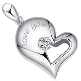 S925 Silver Heart Couple Pendant Choker Necklace for Women