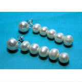 White Pearl Silver Stud Dangle Earrings for Lady Gift
