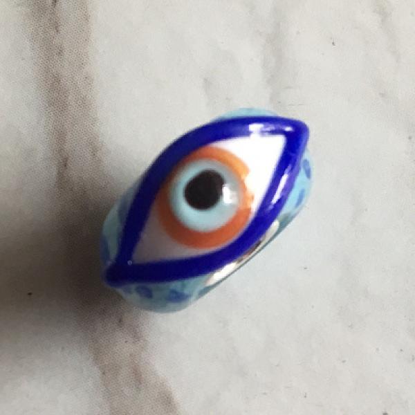 925 Sterling Silver 3D Angel Eye Glass Charm Bead for Bracelet