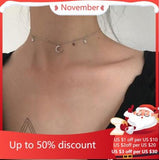 925 Silver Crystal Star Necklace Pendant for Women