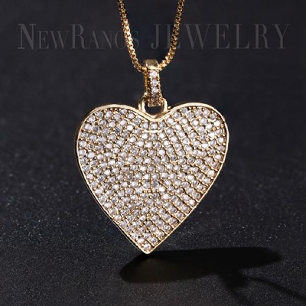 Pave CZ Heart Pendant Necklace for Women