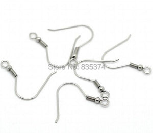 316L Stainless Steel Ear Wires Hooks, Bead + Coil, Earring Finding