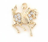20PCS 21x28mm Rhinestones Horse Pendant Hang Charms For Floating Locket