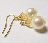 Champagne Crystal Freshwater Pearl Earrings on Silver Hook