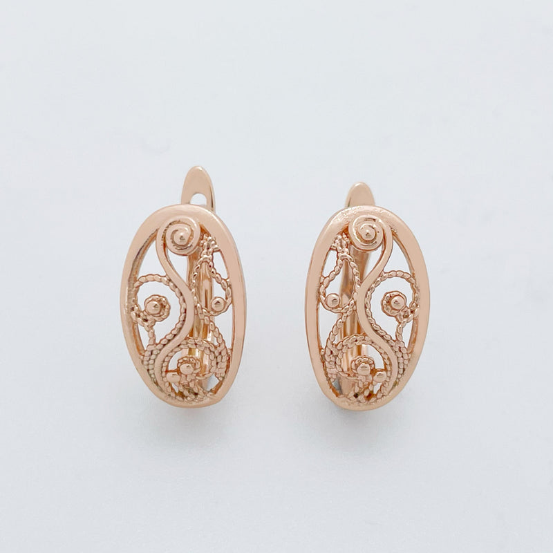 Stud Hollow 585 Rose Circle Earrings for Women