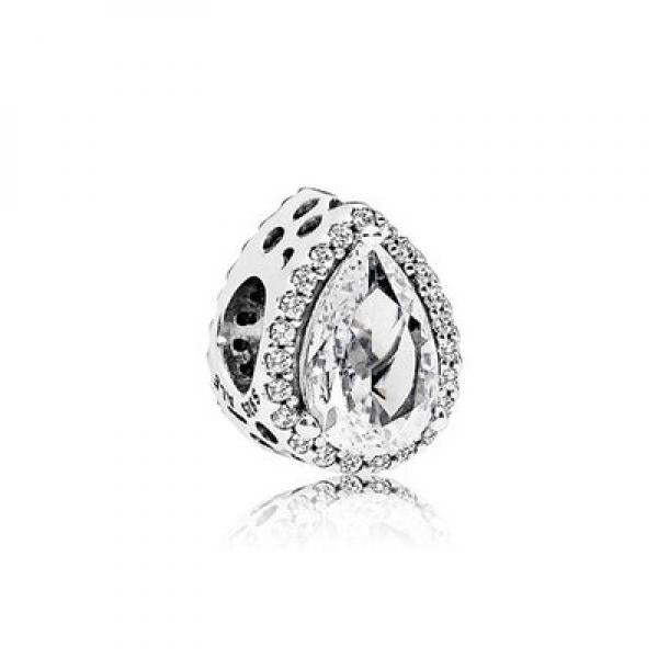 925 Silver Teardrop Charm Clear CZ Beads for Bracelet