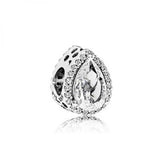 925 Silver Teardrop Charm Clear CZ Beads for Bracelet