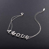 925 Silver Name Femme Bracelets Double Chain For Girls Christmas Gift