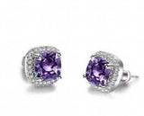 Natural Stone Earrings with Red Zircon Crystal