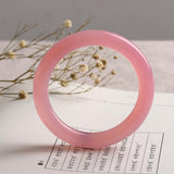 Zheru Jewelry Natural Agate Chalcedony Light Pink 54mm-64mm Bracelet