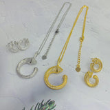 Copper Zircon Necklace with Earrings Set S1880