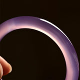 Zheru Jewelry Round Agate Chalcedony Light Purple Bracelet
