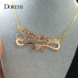 DOREMI Personalized Heart Name Necklace, Custom Chain