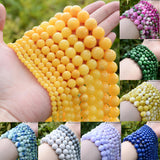 Golden Yellow Topazs Round Stone Beads for DIY Bracelet
