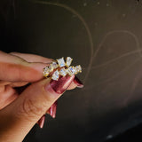 Brazil CZ Stackable Rings for Women Wedding Adjustable 2-Cycle Ring