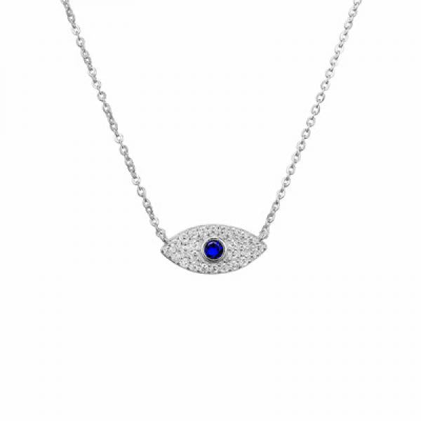 925 Silver Evil Eye Lucky Pendant Necklace Choker for Women