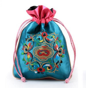 10 pcs 16.5x12CM Jewelry Bag Gift Pouch Mixed Color Silk Bag Flower