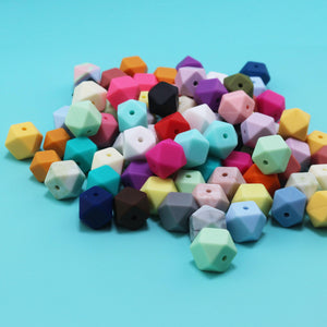 20pcs 17mm Hexagon Silicone Beads for Teething Necklace Making