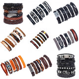 Bohemian Cross Bracelet Set Stainless Steel Goth Men's Leather Bracelets
