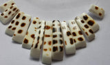 13pcs Natural Sea Shell Pendant Teeth Bar 10-25x6mm Brown Shell