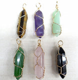 Natural Stone Amethyst Lapis Tiger Eye Opal Crystal Quartz Charm Pendants