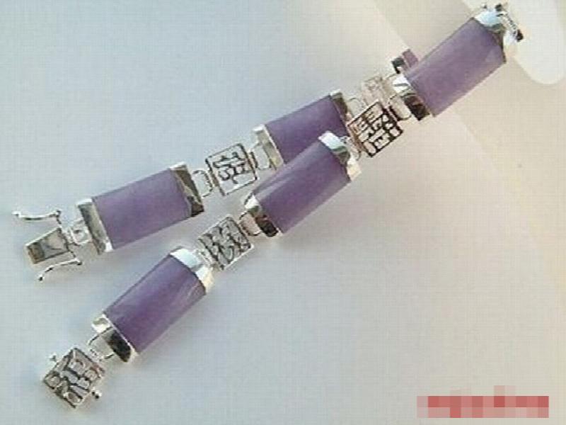 Purple Jade Fortune Bracelet with Luck Link Clasp