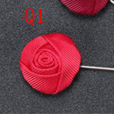 BoYuTe 5Pcs High Hand Fabric Flower Rose Mens Lapel Pin Groom Wedding