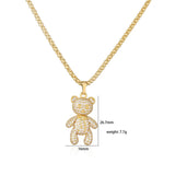 Bear Women Necklace Brass Heart Shape Pendants Necklace