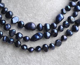 52" Navy Baroque Freshwater Pearl Necklace