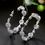 Hollow Out Piercing Hoop Earrings CZ Silver Plated Jewelry