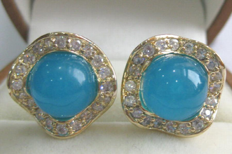 Natural jade & crystal 8mm Round Earrings