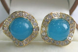 Natural jade & crystal 8mm Round Earrings