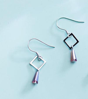 MloveAcc 925 Silver Geometric Square Charm Earrings Crystal Drop Earrings
