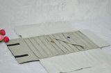 Grey Velvet Jewelry Roll Travel Case Organizer with Bear