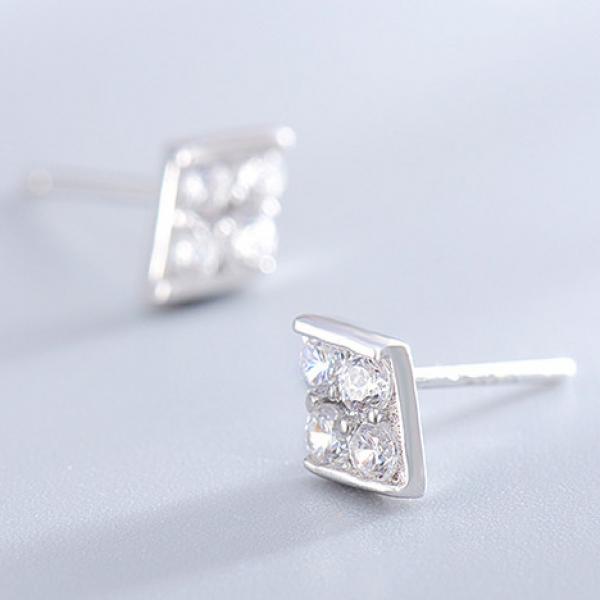 925 Silver Geometric Stud Earrings Wedding Jewelry
