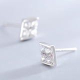 925 Silver Geometric Stud Earrings Wedding Jewelry