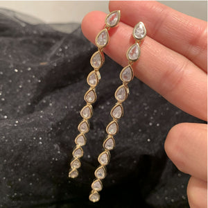 Chic Water Drop Fringe Earrings S925 Silver Needle