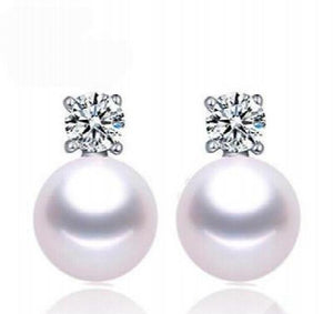 Freshwater 10-11mm Pearl Earrings Princess Style Wedding Jewelry