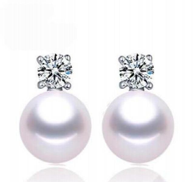 Freshwater 10-11mm Pearl Earrings Princess Style Wedding Jewelry