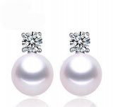 Freshwater 10-11mm Pearl Earrings Princess Style Wedding Jewelry