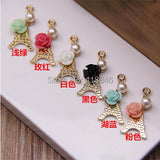 Eiffel Tower Shape Metal Bracelet Charms With Rose Flowers Decoration