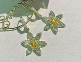 S925 Silver Sunflower Emerald Crystal Zircon Earrings