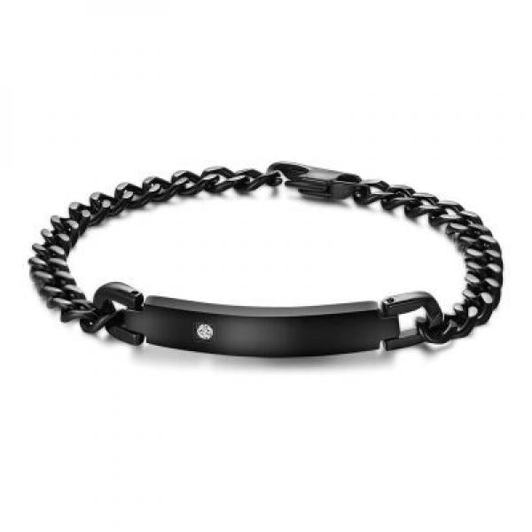 Zircon Name Bracelet - Stainless Steel Personalized Engraved Bracelet