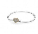 Sterling Silver Rose Heart Clasp Bracelet