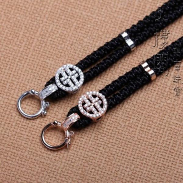 High-Grade Jade Pendant Rope Lanyard 925 Silver DIY Plated La