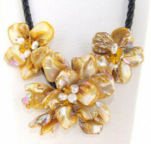 Yellow Shell Pearl Necklace 17-18 inches