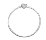 925 Silver Rose Moments Heart Clasp Bracelet with Crystal Pan