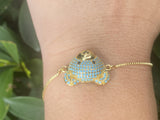 Micro Pave CZ Teddy Bear Charm Bracelet for Women