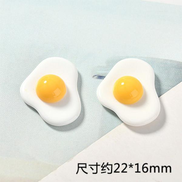 60pcs 22*16MM Food Egg Shape Flatback Resin Cabochons